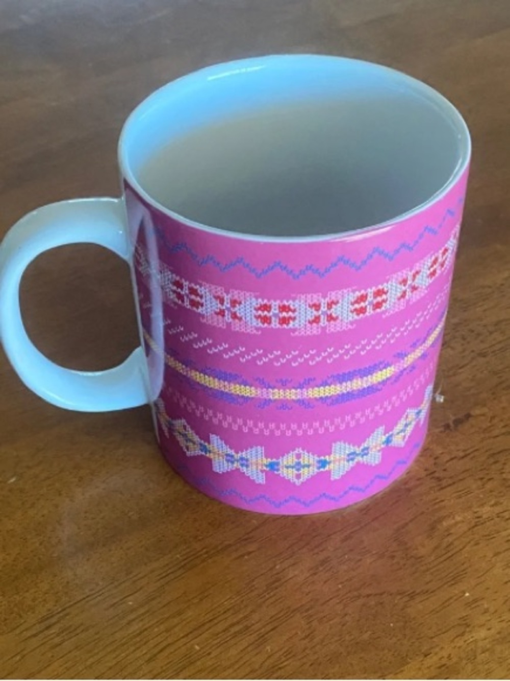 Old Navy Pink and White Patterned Mug